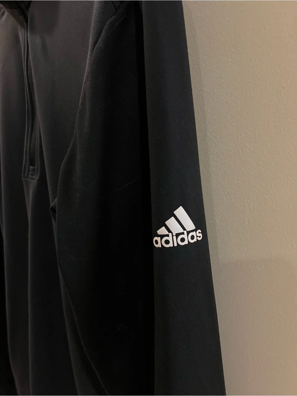 adidas Men’s Black Performance 1/4 Zip Pullover with White Stripes